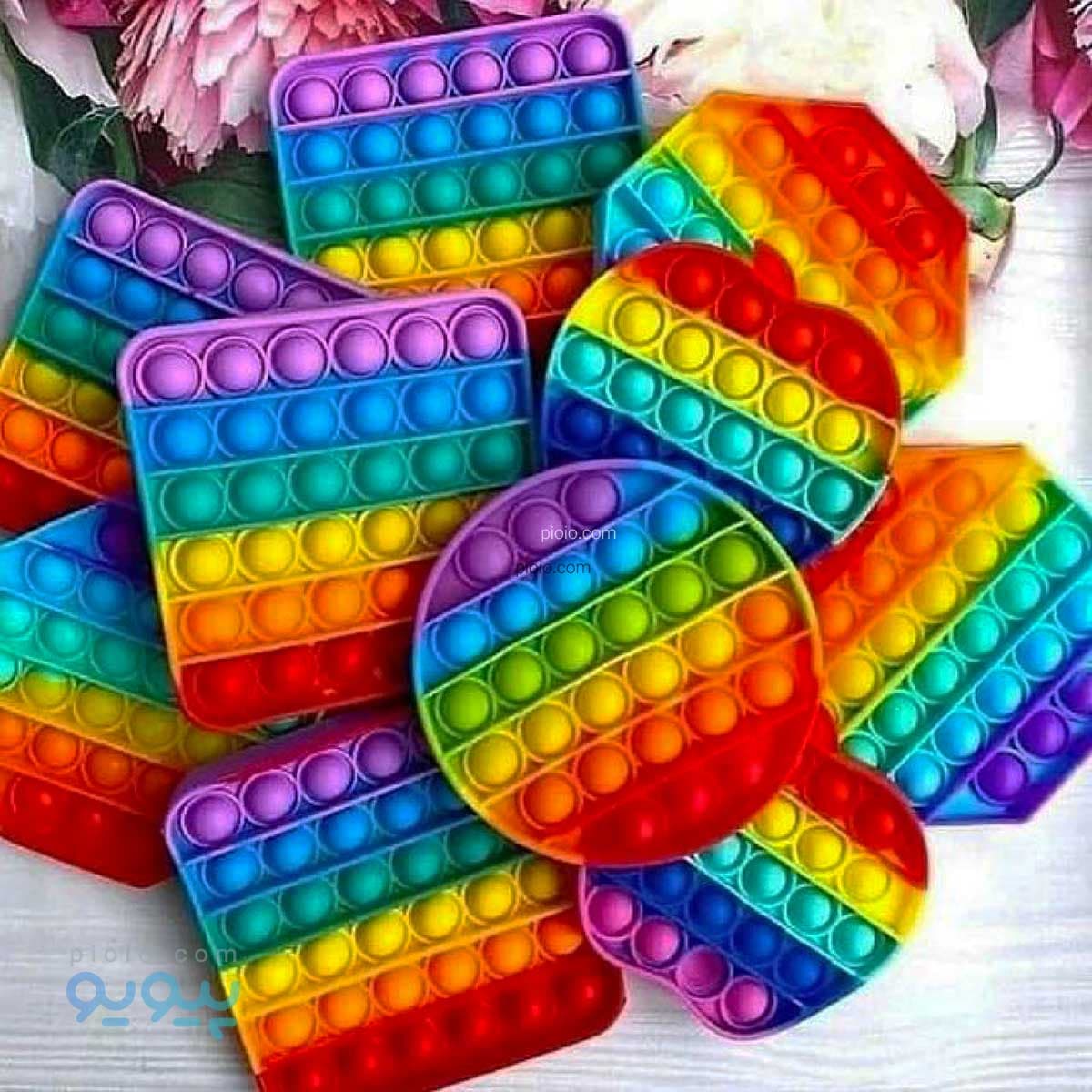 اسباب بازی پاپیت حباب دار رنگین کمانی سیلیکونی — تصویر ۴