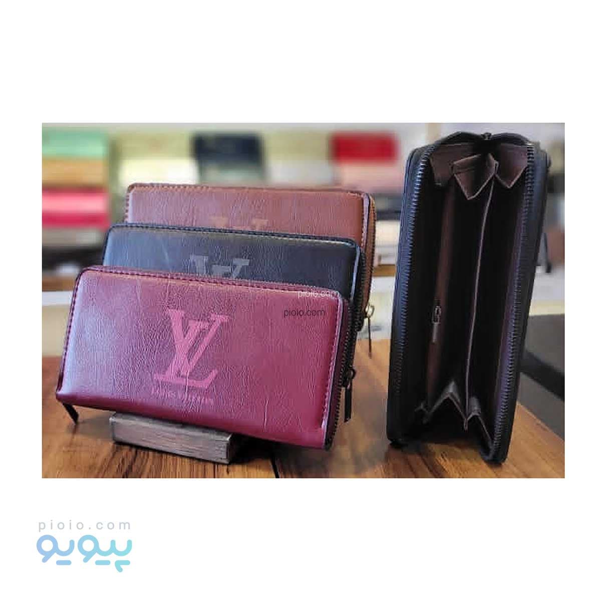 کیف پول زنانه تک زیپ طرح LV