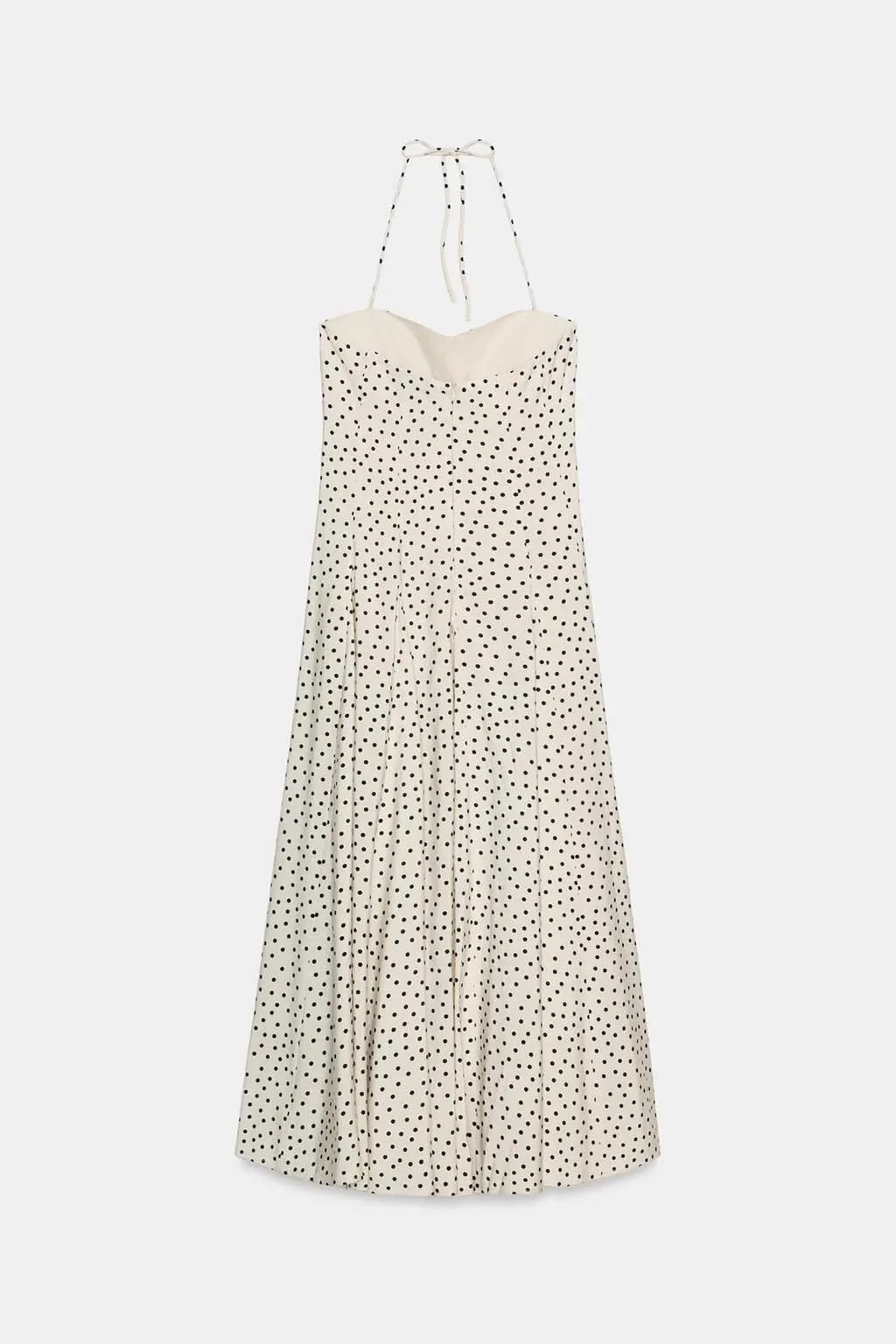 پیراهن هالتر یقه زنانه Zara قهوه‌ای-آبی — تصویر ۵