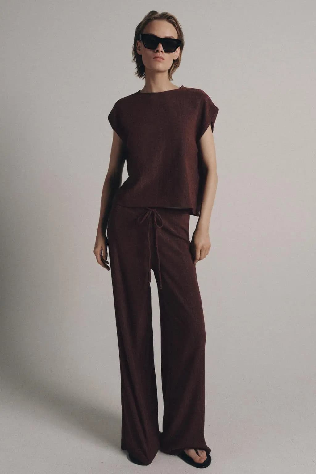 شلوار راسته زنانه Zara شرابی