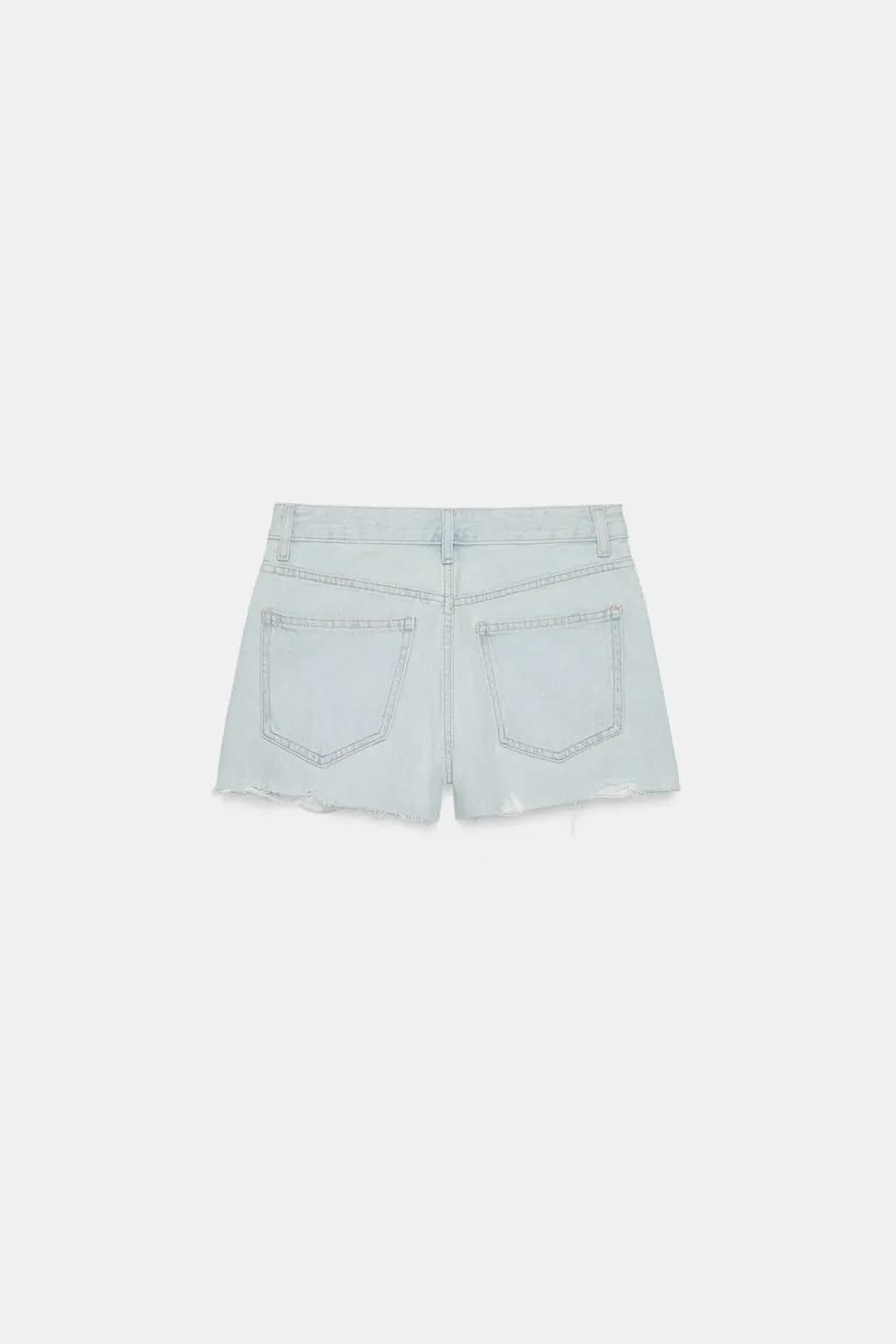 شلوارک جین زنانه Zara آبی روشن — تصویر ۵
