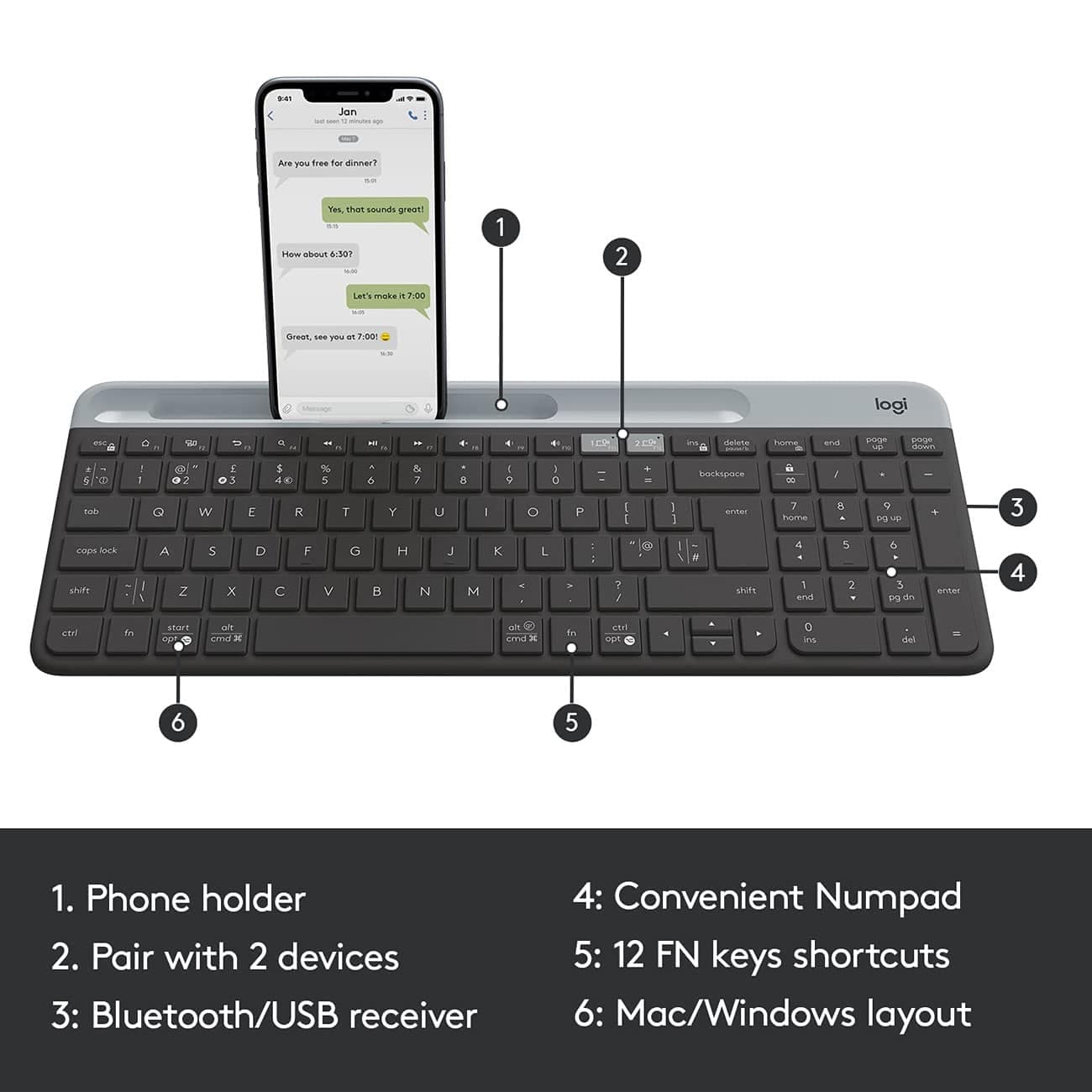 کیبورد بی سیم لاجیتک Logitech مدل K580 با چیدمان Chrome OS — تصویر ۱۲