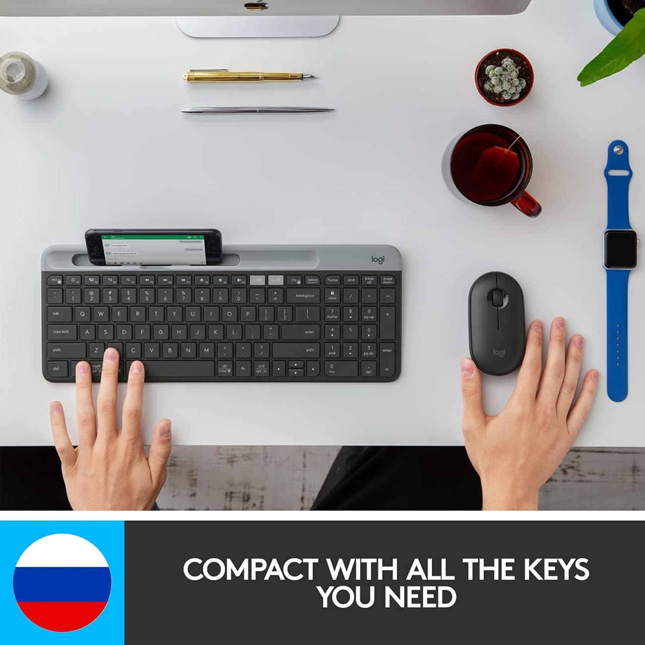 کیبورد بی سیم لاجیتک Logitech مدل K580 با چیدمان Chrome OS — تصویر ۱۱