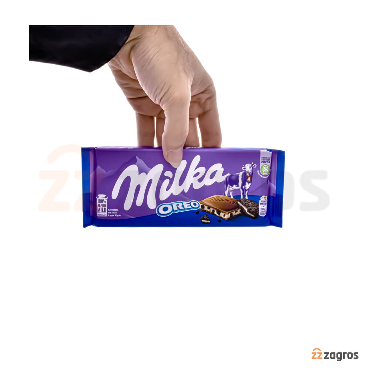 شکلات شیری میلکا حاوی تکه های بیسکوییت اورئو 100 گرم — تصویر ۳