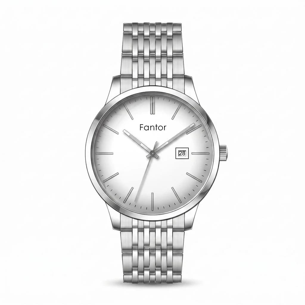 ساعت مچی مردانه فانتور مدل WF1037G-02 صفحه سفید بند استیل نقره‌ای