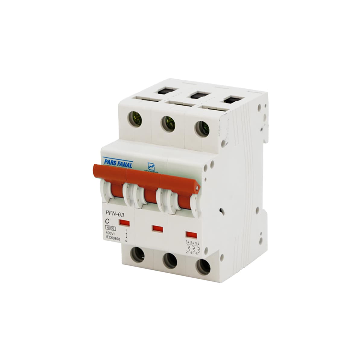 فیوز مینیاتوری سه پل 25 آمپر پارس فانال مدل C25-6K-PFN-3P