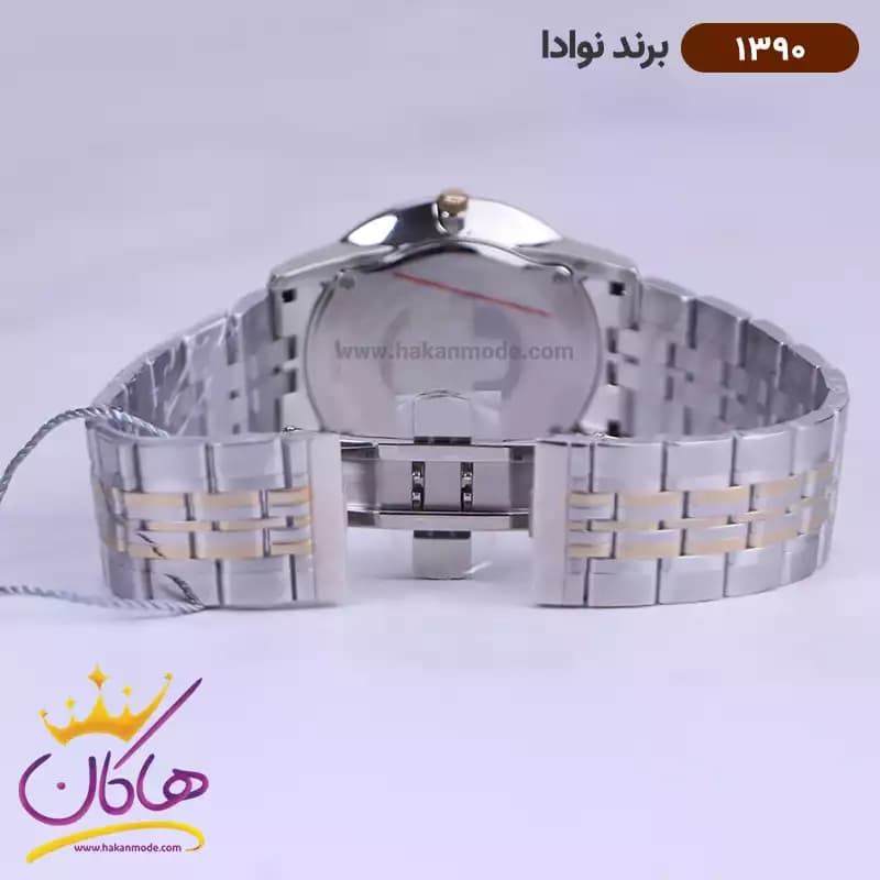 ساعت ست نوادا فلزی نقره ای طلایی کد 1390 — تصویر ۴