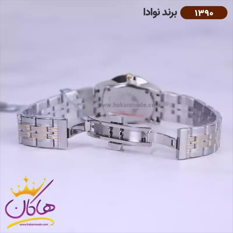 ساعت ست نوادا فلزی نقره ای طلایی کد 1390 — تصویر ۳