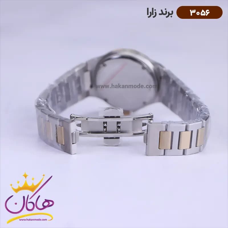ساعت زارا بند فلزی ست نقره ای طلایی صفحه سفید 3056 — تصویر ۵