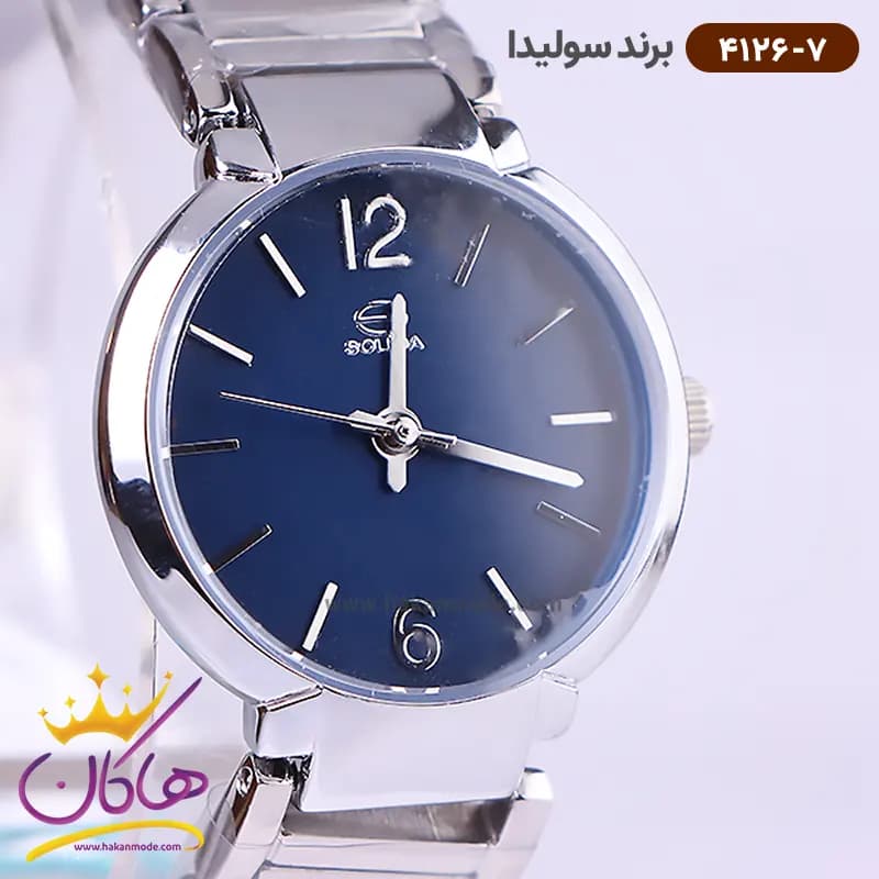 ساعت مچی زنانه سولیدا استیل نقره ای صفحه آبی 4126/7 — تصویر ۲