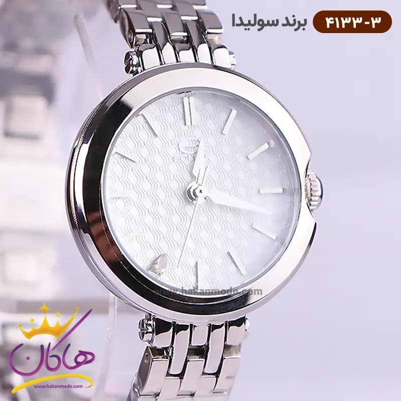 ساعت سولیدا زنانه بند استیل نقره ای صفحه سفید 4133/3 — تصویر ۲