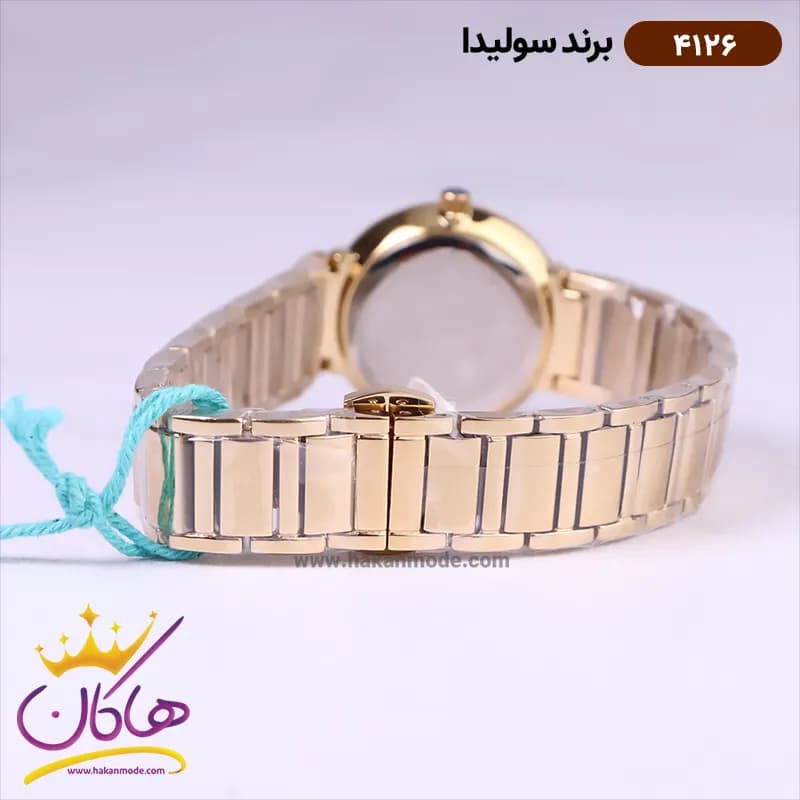 ساعت مچی سولیدا زنانه استیل طلایی صفحه مشکی 4126/3 — تصویر ۴