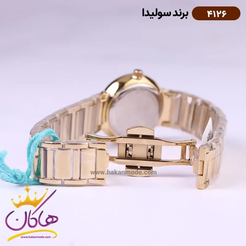 ساعت مچی سولیدا زنانه استیل طلایی صفحه مشکی 4126/3 — تصویر ۳