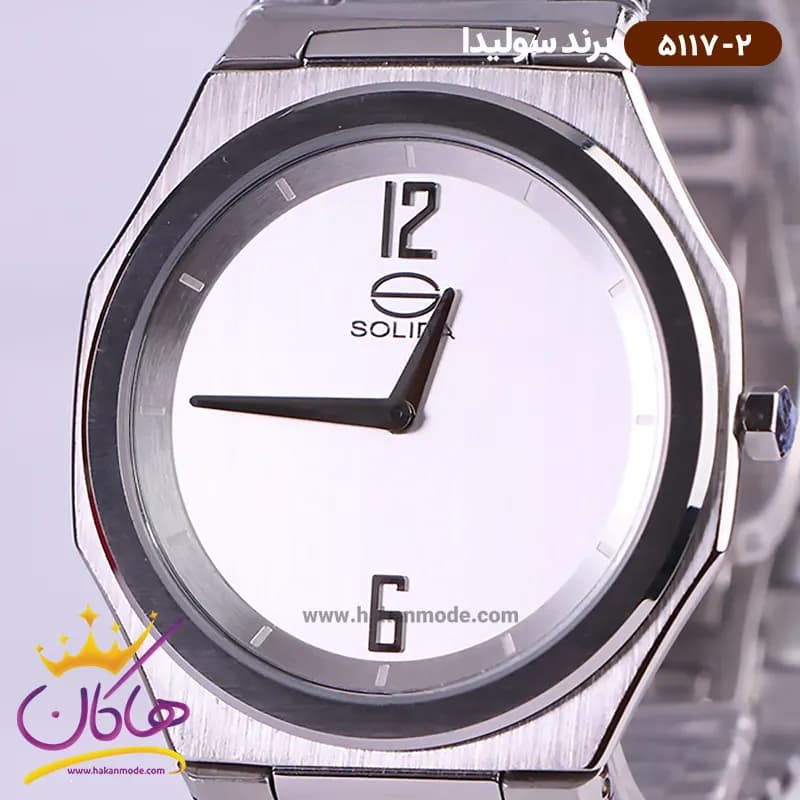 ساعت سولیدا مردانه فلزی نقره ای قاب شش ضلعی 5117/2 — تصویر ۲