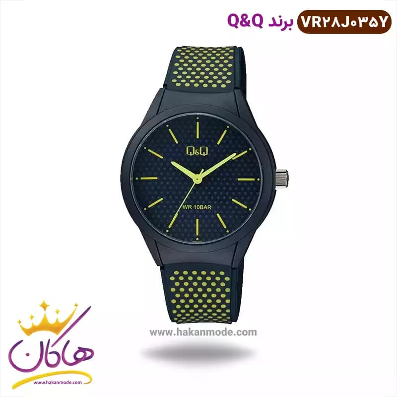 ساعت کیو اند کیو اسپرت بند رابر خال خالی سبز VR28J035Y