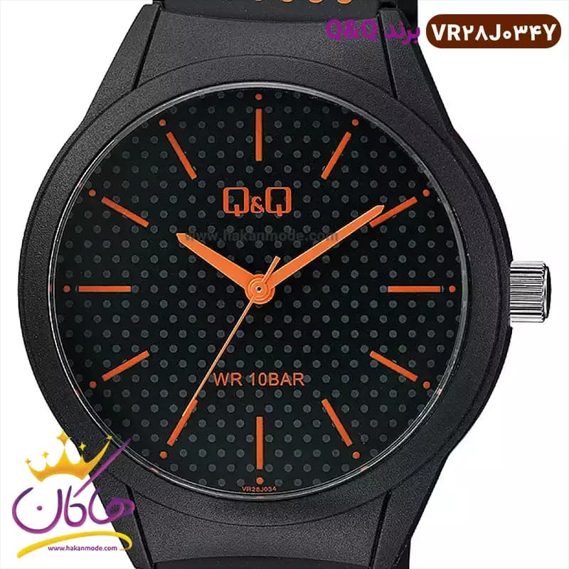ساعت کیو اند کیو اسپرت بند رابر خال خالی نارنجیVR28J034Y — تصویر ۲