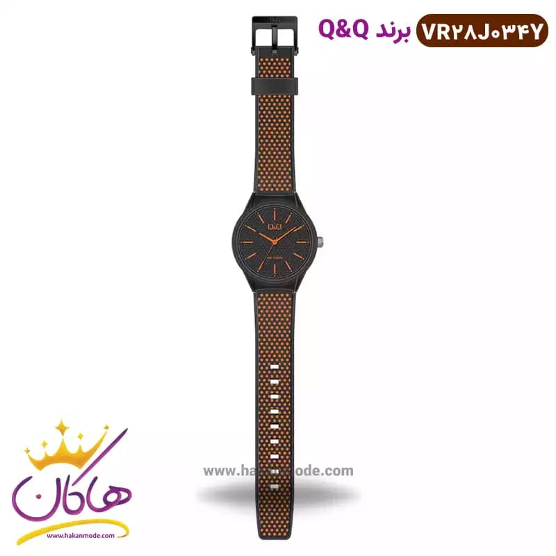 ساعت کیو اند کیو اسپرت بند رابر خال خالی نارنجیVR28J034Y — تصویر ۳