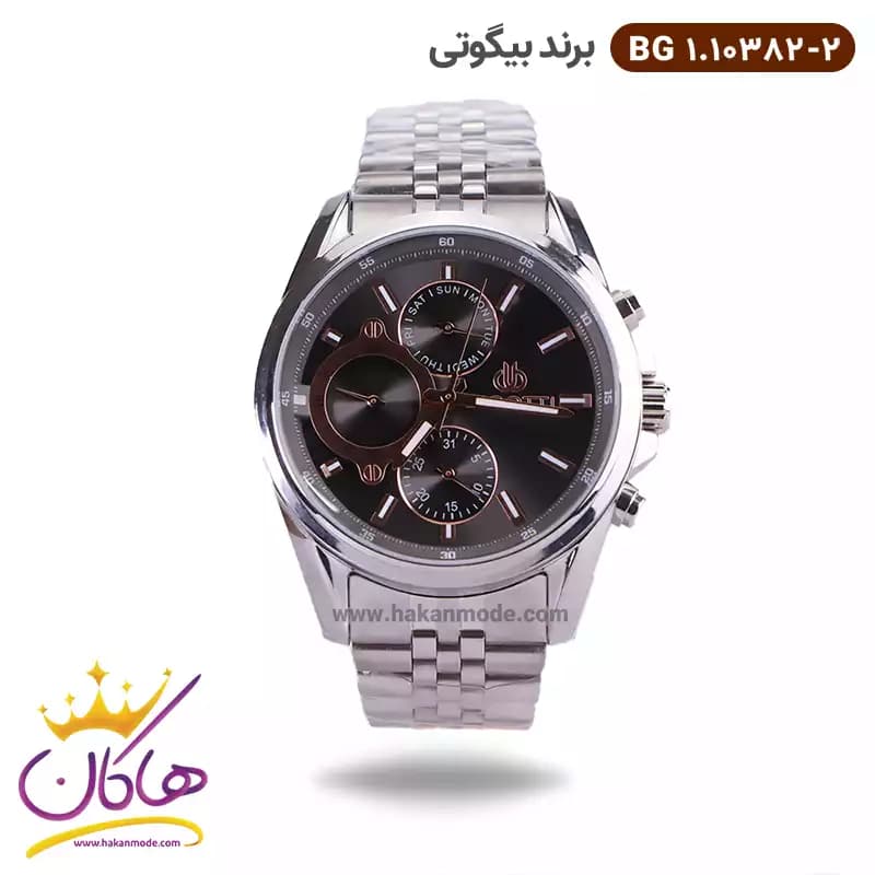 ساعت بیگوتی مردانه فلزی نقره ای فول تایم کد BG.1.10382-2