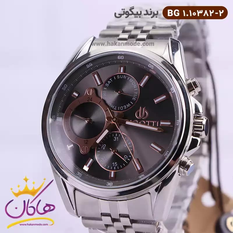 ساعت بیگوتی مردانه فلزی نقره ای فول تایم کد BG.1.10382-2 — تصویر ۲