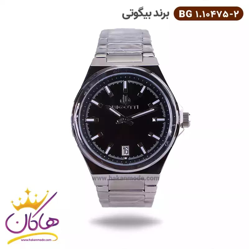 ساعت بیگوتی مردانه فلزی نقره ای صفحه گرد کد BG.1.10475-2