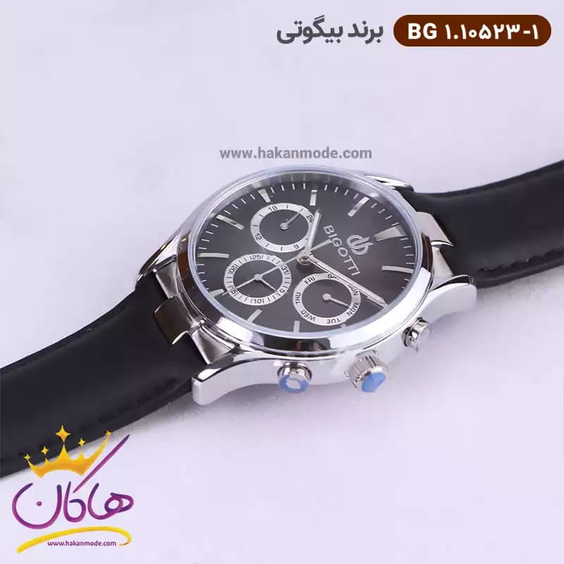 ساعت بیگوتی مردانه بند چرمی مشکی فول تایم کد BG.1.10523-1 — تصویر ۲