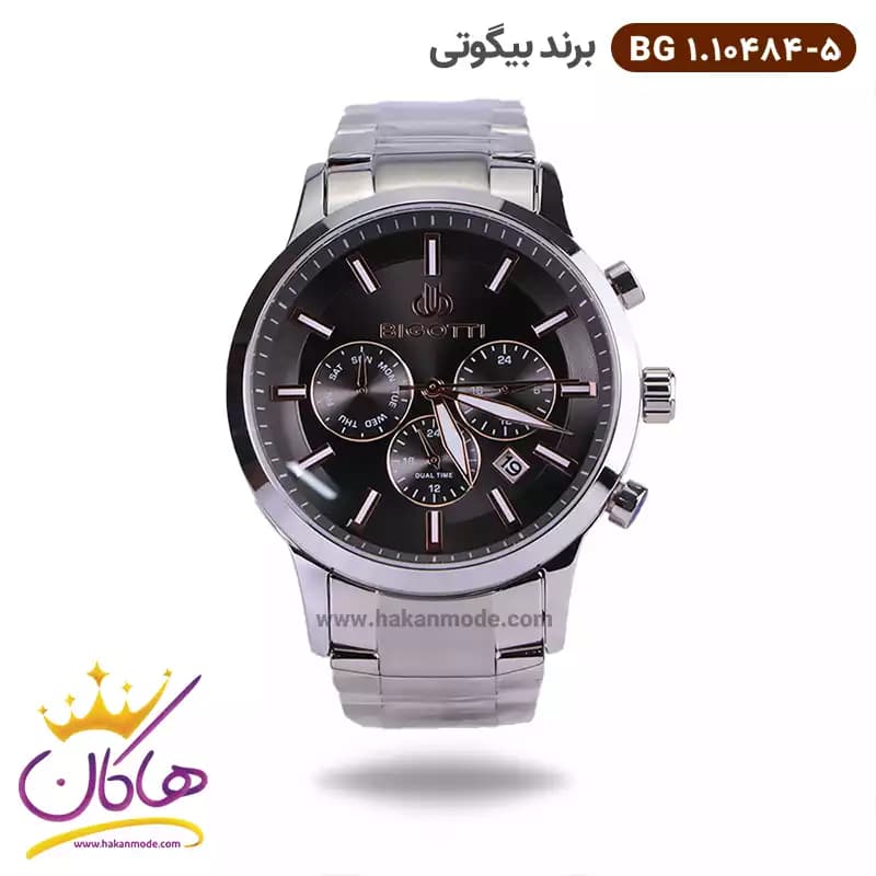 ساعت مچی بیگوتی مردانه استیل نقره ای فول تایم کد BG.1.10484-5