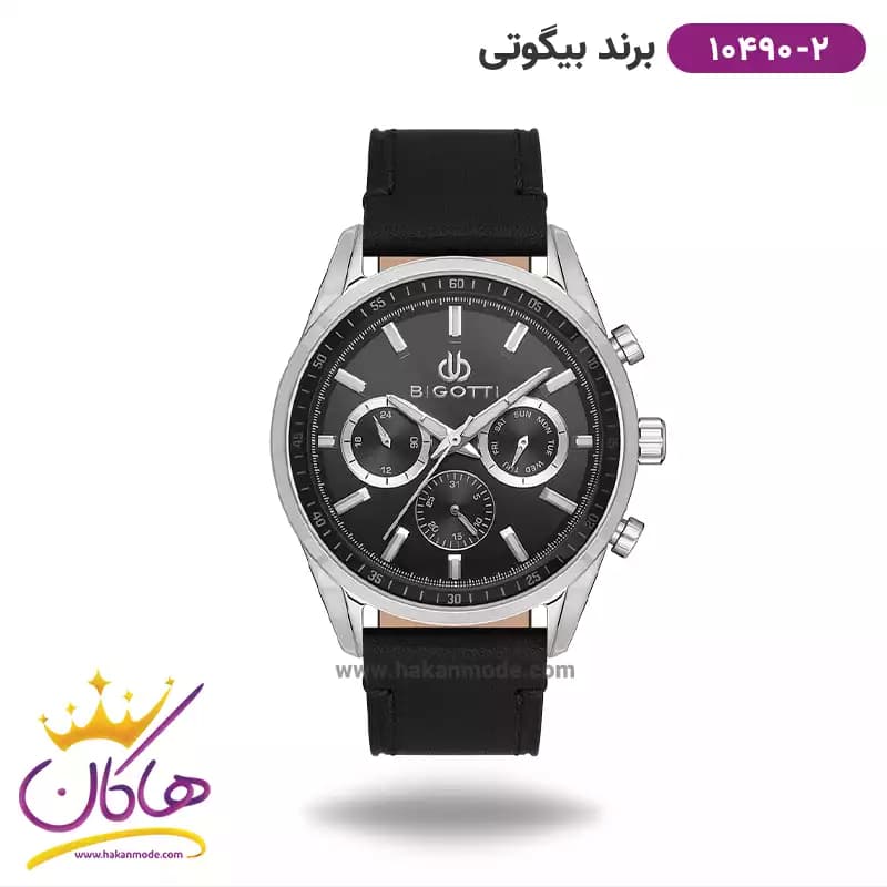 ساعت بیگوتی مردانه بند چرمی فول تایم کد BG.1.10490-2