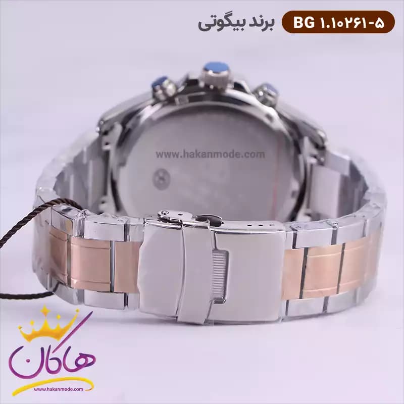 ساعت بیگوتی مردانه فلزی نقره ای رزگلد سه موتوره کد BG.1.10261-5 — تصویر ۴