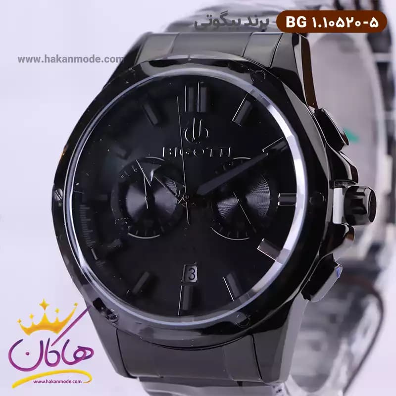 ساعت بیگوتی مردانه فلزی دو زمانه مشکی کد BG.1.10520-5 — تصویر ۲