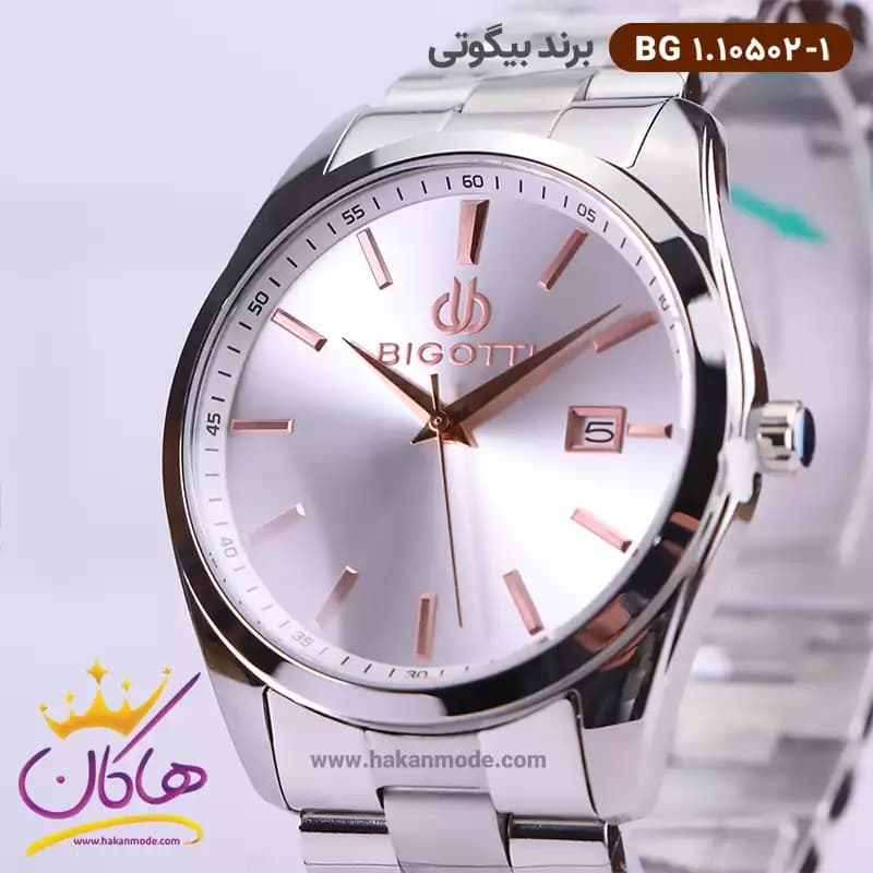 ساعت مچی بیگوتی مردانه فلزی صفحه نقره ای کد BG.1.10502-1 — تصویر ۲