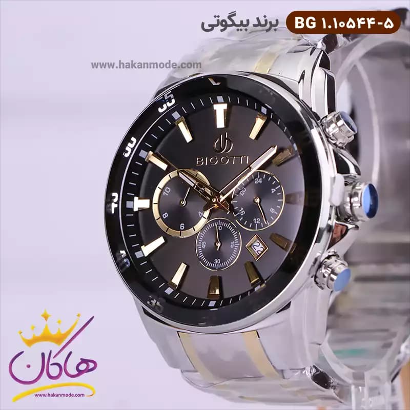 ساعت بیگوتی مردانه فلزی نقره ای طلایی کد BG.1.10544-5 — تصویر ۲