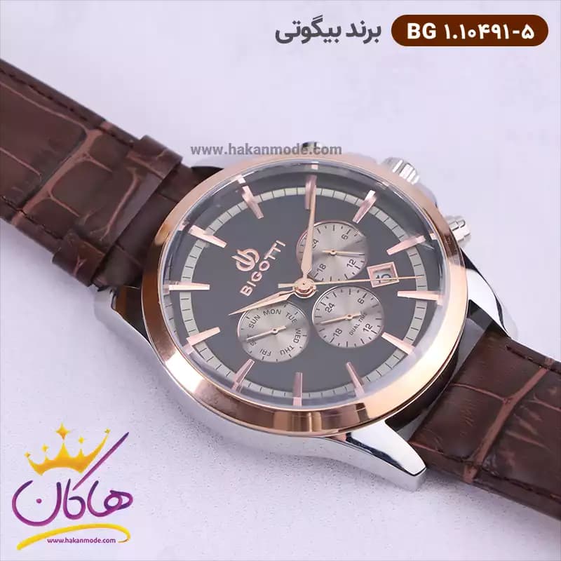 ساعت بیگوتی مردانه بند چرمی دو زمانه کد BG.1.10491-5 — تصویر ۲