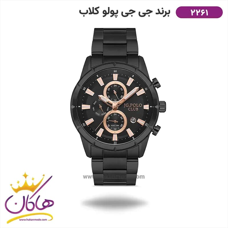 ساعت جی جی پولو مردانه فلزی مشکی کد 02261