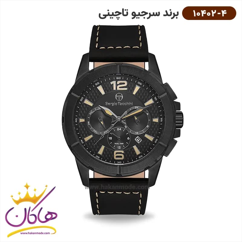 ساعت سرجیو تاچینی مردانه مشکی بند چرمی 10402/4