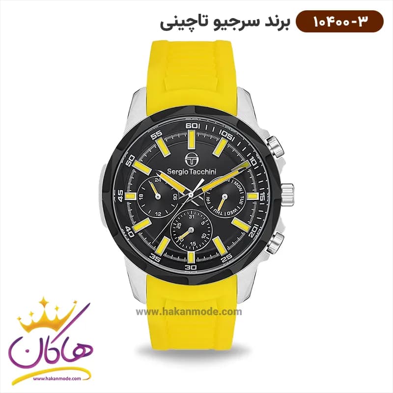 ساعت سرجیو تاچینی مردانه بند رابر زرد 10400/3