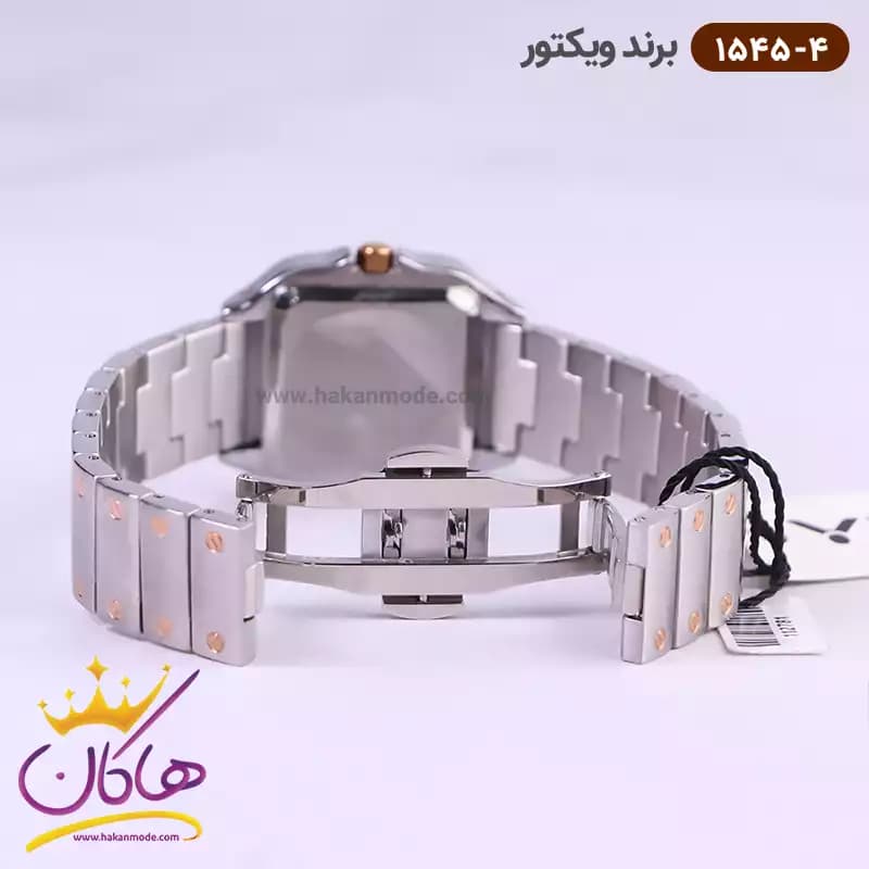 ساعت ویکتور زنانه فلزی نقره ای قاب مربع 1545/4 — تصویر ۴