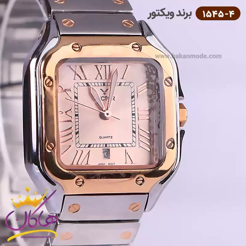 ساعت ویکتور زنانه فلزی نقره ای قاب مربع 1545/4 — تصویر ۲
