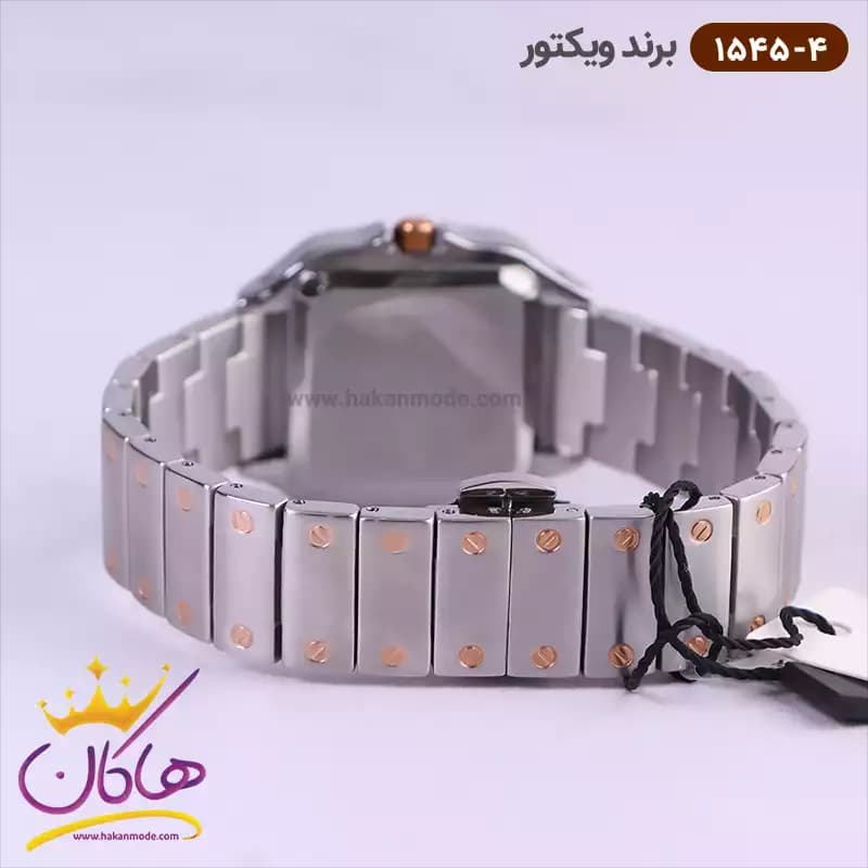 ساعت ویکتور زنانه فلزی نقره ای قاب مربع 1545/4 — تصویر ۳