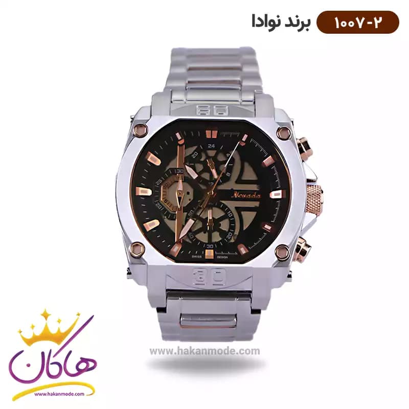 ساعت نوادا مردانه کرنوگراف نقره ای رز کد 1007/2
