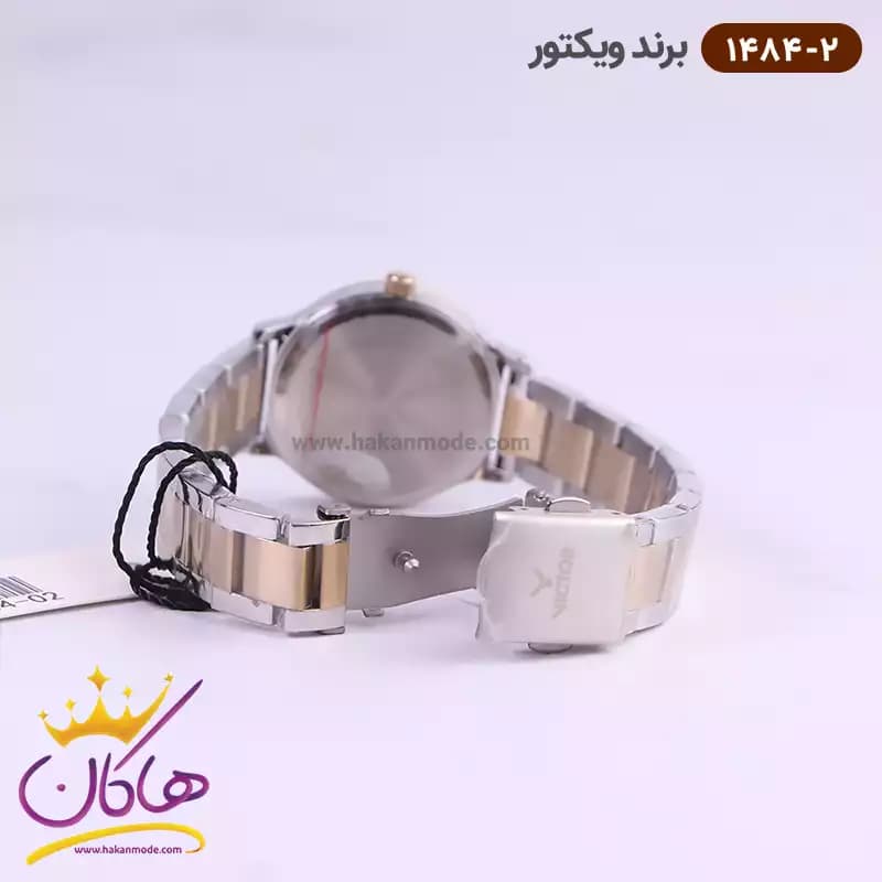 ساعت ویکتور زنانه فلزی نقره ای طلایی صفحه گرد 1484/2 — تصویر ۴