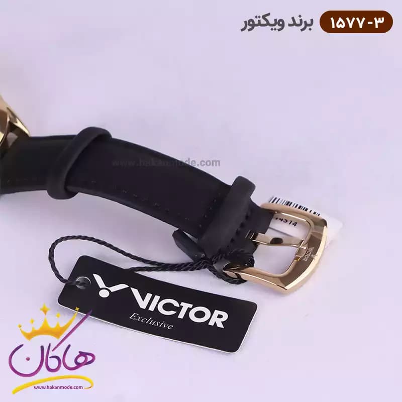 ساعت ویکتور مردانه بند جیر مشکی سه موتوره 1577/3 — تصویر ۴
