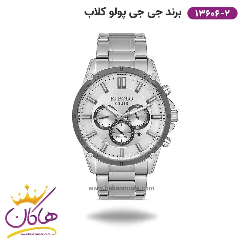 ساعت جی جی پولو مردانه فلزی نقره ای کد 13606/2