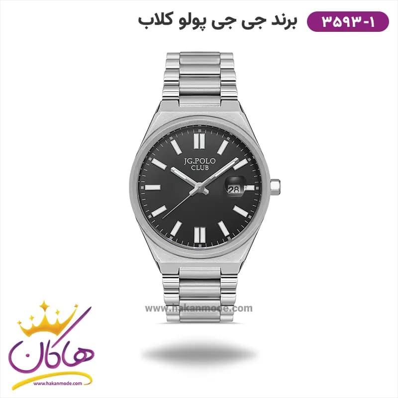 ساعت جی جی کلاب مردانه فلزی صفحه مشکی کد 3593/1