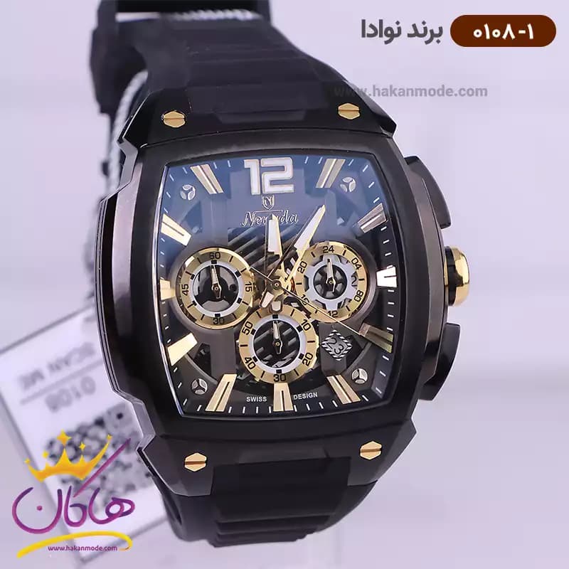 ساعت نوادا مردانه بند رابر کد 0108/1 — تصویر ۲