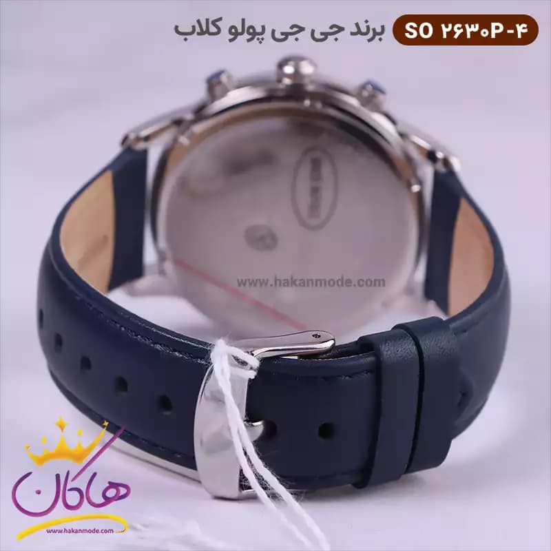 ساعت مچی جی جی پولو مردانه بند چرمی سرمه ای 2630/4 — تصویر ۳