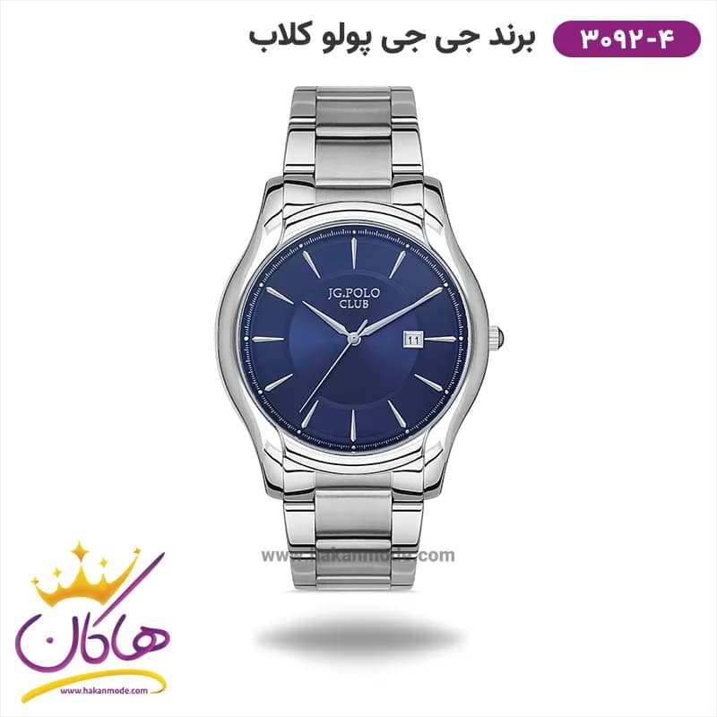 ساعت مچی جی جی پولو مردانه استیل صفحه آبی کد 3092/4