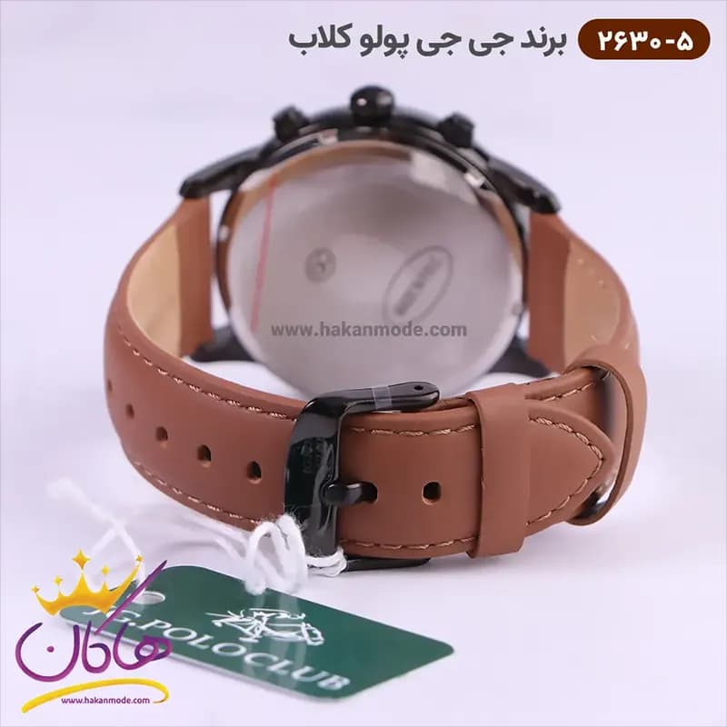 ساعت مچی جی جی پولو مردانه بند چرمی قهوه ای 2630/5 — تصویر ۳