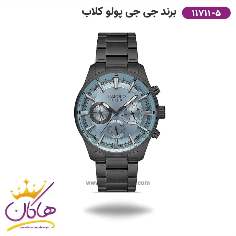 ساعت جی جی پولو مردانه فلزی صفحه آبی کد 11711/5 فول دیت