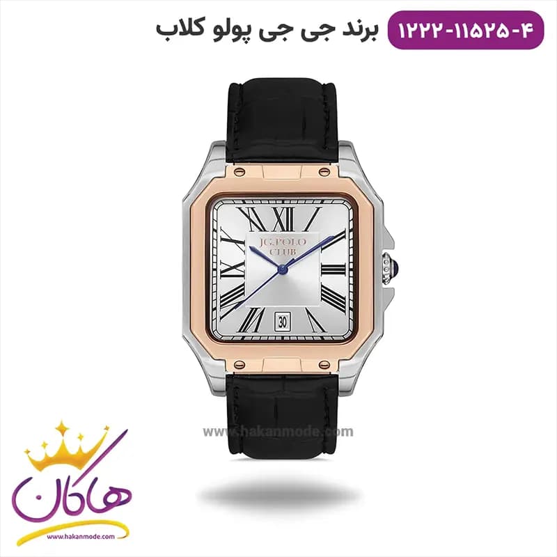 ساعت جی جی پولو مردانه بند چرمی قاب مربع کد 1222/11525/4