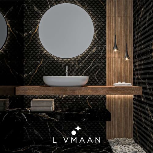 سرامیک 120*60 مات دانته مشکی دکور چنل پرنیان — تصویر ۲